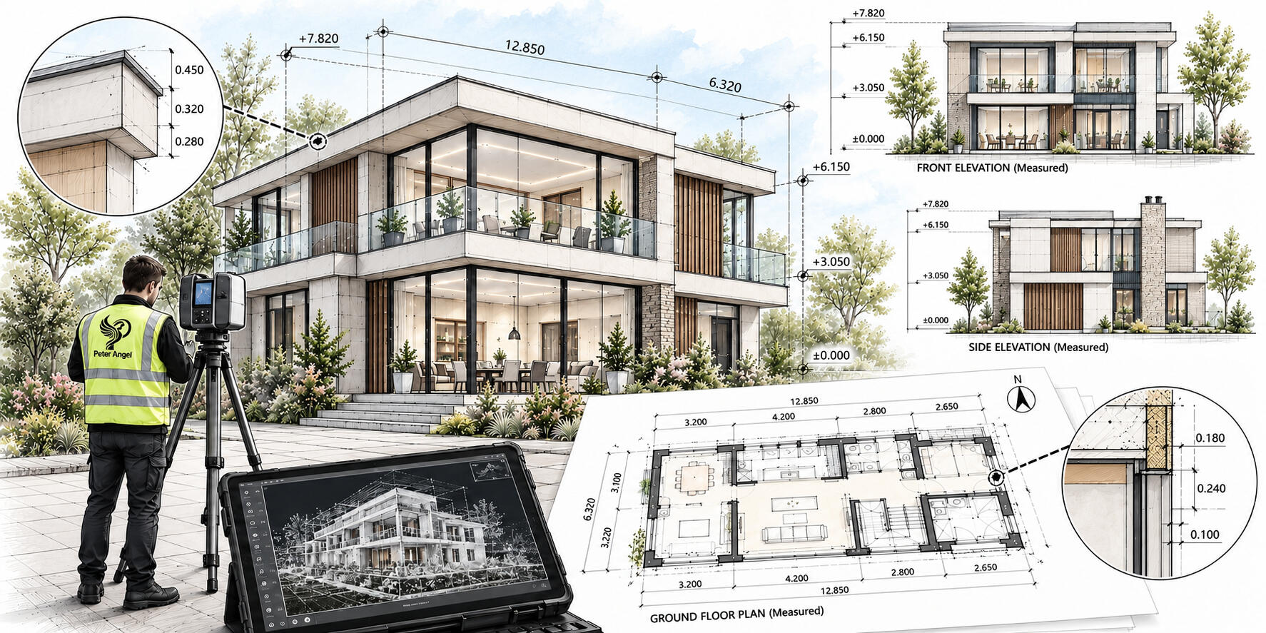 Measured building survey showing accurate measurements, floor plans and property details