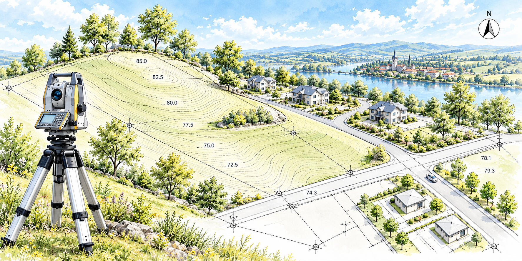 Topographical Surveys – Peter Angel Topographical survey showing land levels, site features, boundaries and surrounding terrain