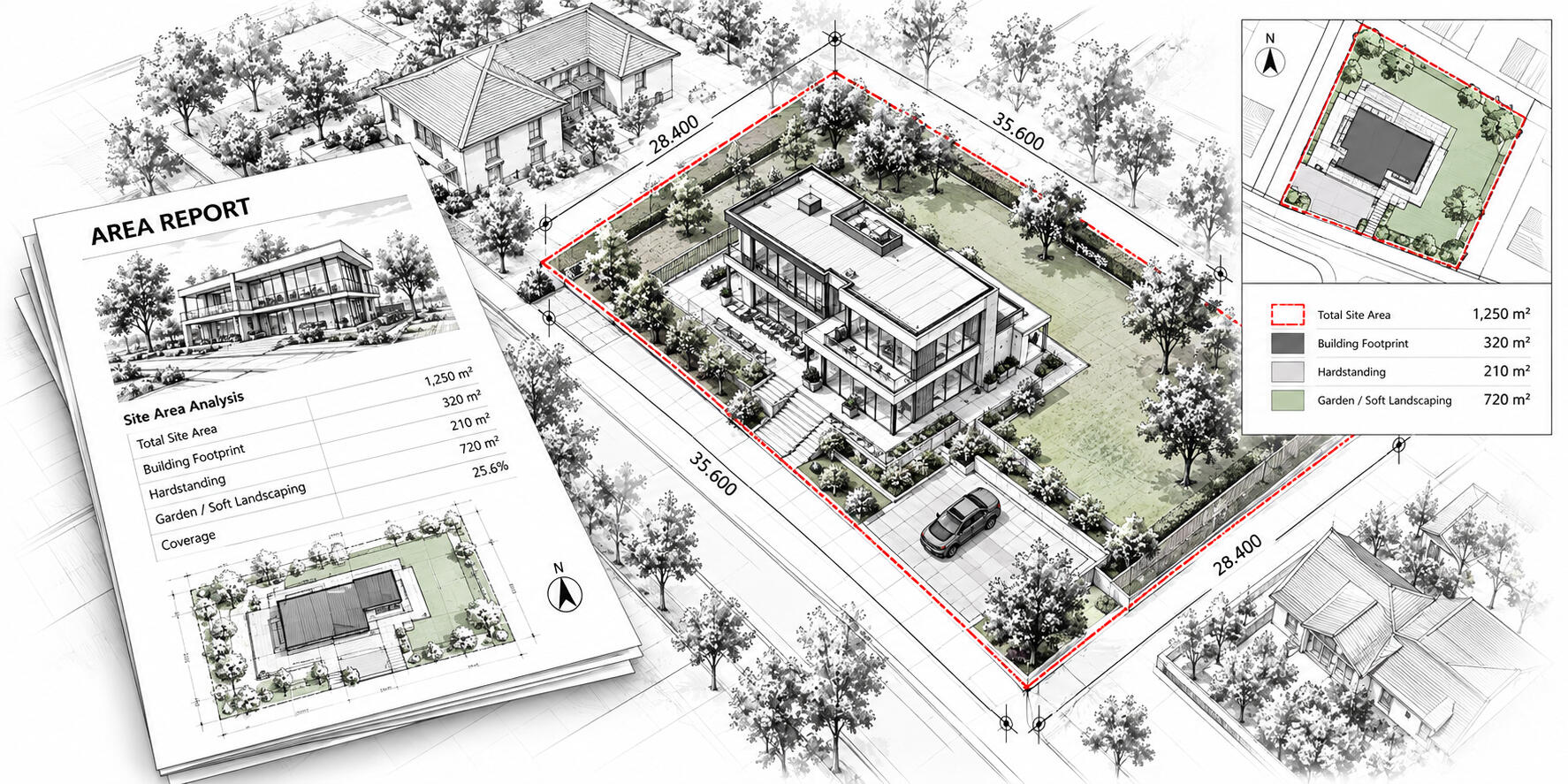 Property area report showing NIA, GIA and GEA measurements, floor plans and site information